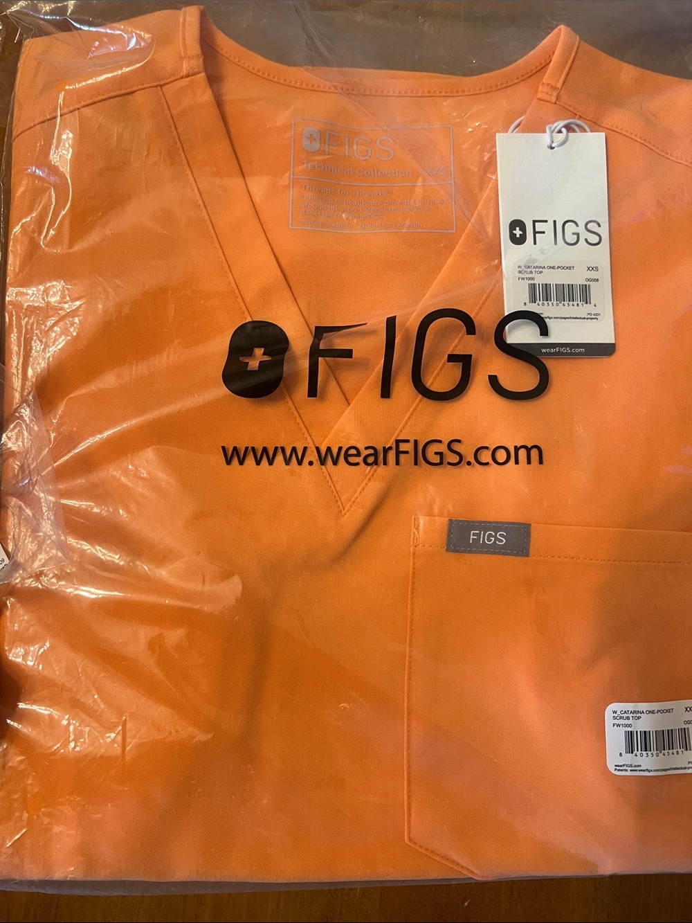FIGS V-Neck Scrub Top in Orange